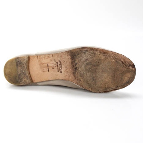 UTERQUE BEIGE LEATHER ROUND TOE LACE UP SNEAKERS - Picture 5 of 6